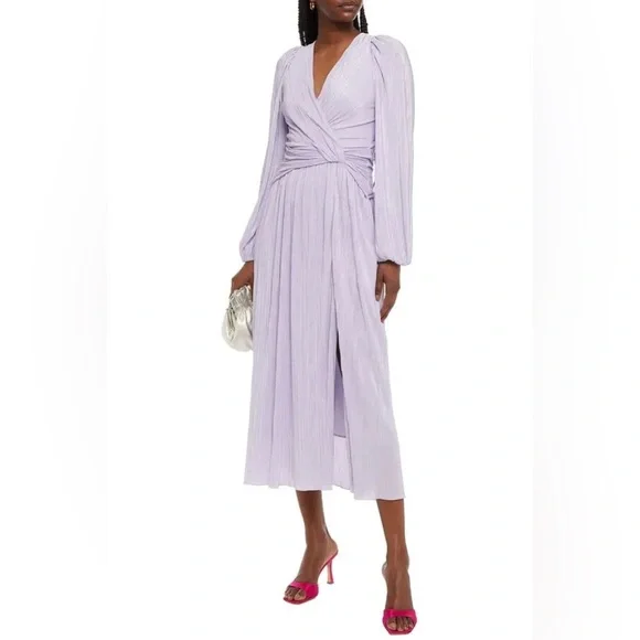 jonathan simkhai metallic wrap dress Jonathan Simkhai Gwynne Wrap Dress - Purple